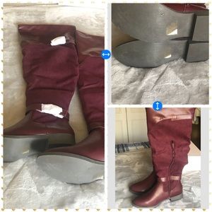 Burgundy over the knee boots 👢.